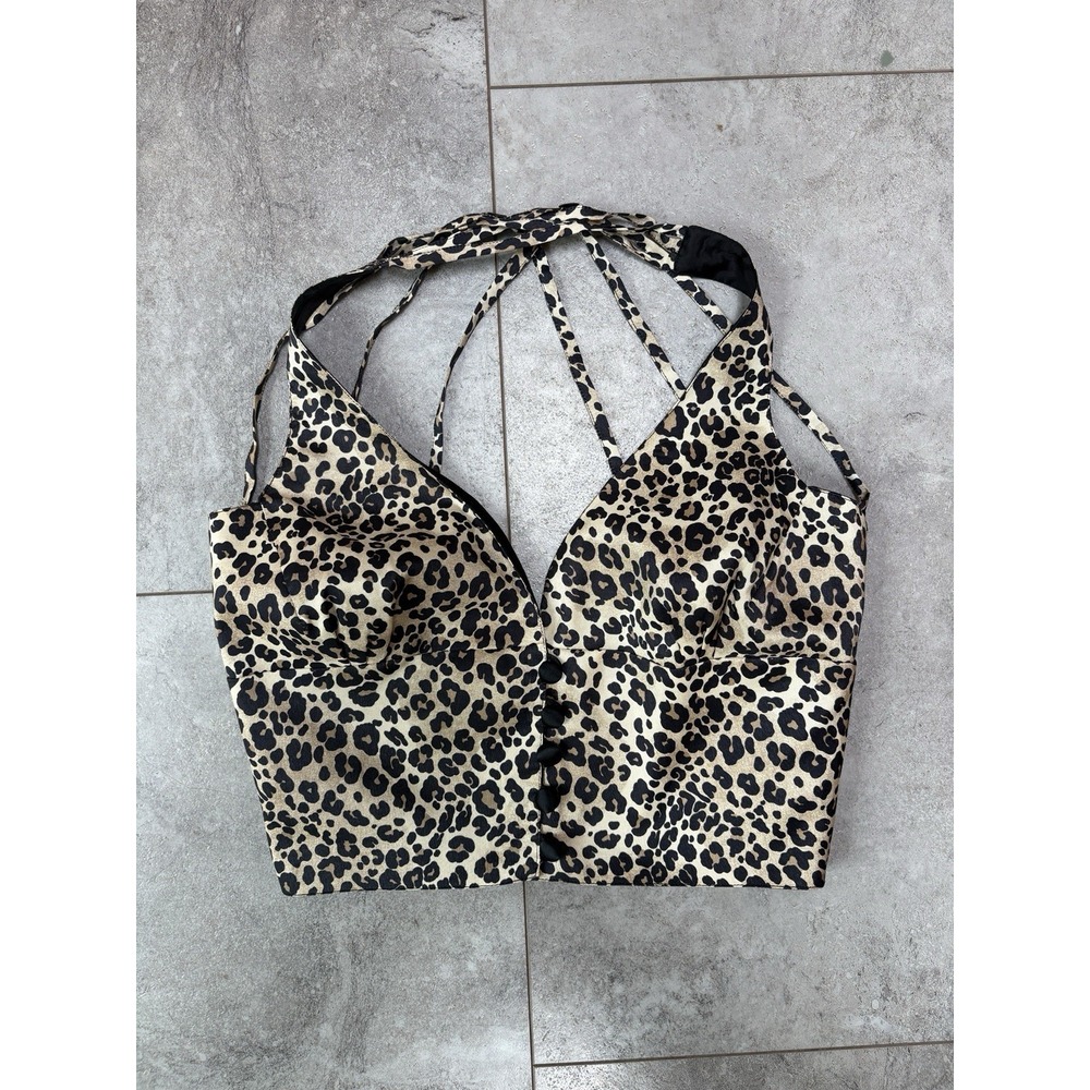 Vintage Agatha 100% Silk Size 6 Leopard Print Going Out Top Club Wear Y2K Retro